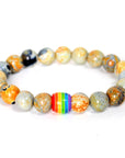 Rainbow Bead Bracelet Pride Natural Stone Strand Couple Bracelets