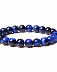 Of 8mm Semi-precious Stone Blue Tiger Stone Handmade Jewelry Couple Bracelet