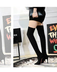 European And American Style Fashion High Heel Elastic Stiletto Heel Pointed-toe Skinny Pedicure Over-the-knee Boots